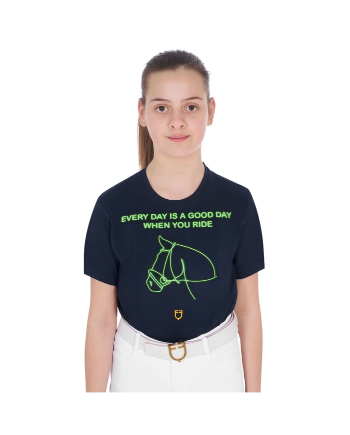 GIRL S FLUO PRINT COTTON T-SHIRT