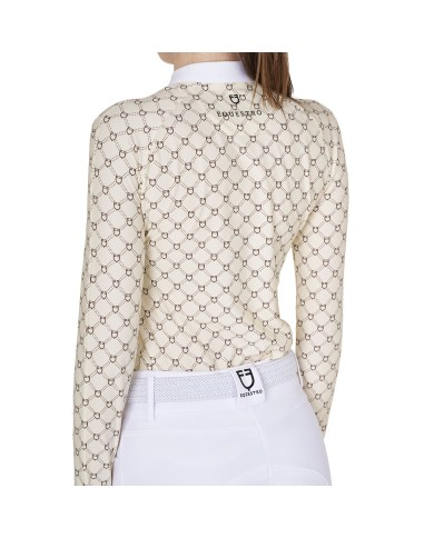 WOMEN S COMPETITION MONOGRAM PRINT POLO SHIRT LS ZIP