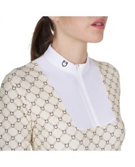 WOMEN S COMPETITION MONOGRAM PRINT POLO SHIRT LS ZIP