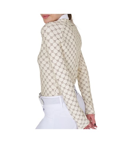 WOMEN S COMPETITION MONOGRAM PRINT POLO SHIRT LS ZIP