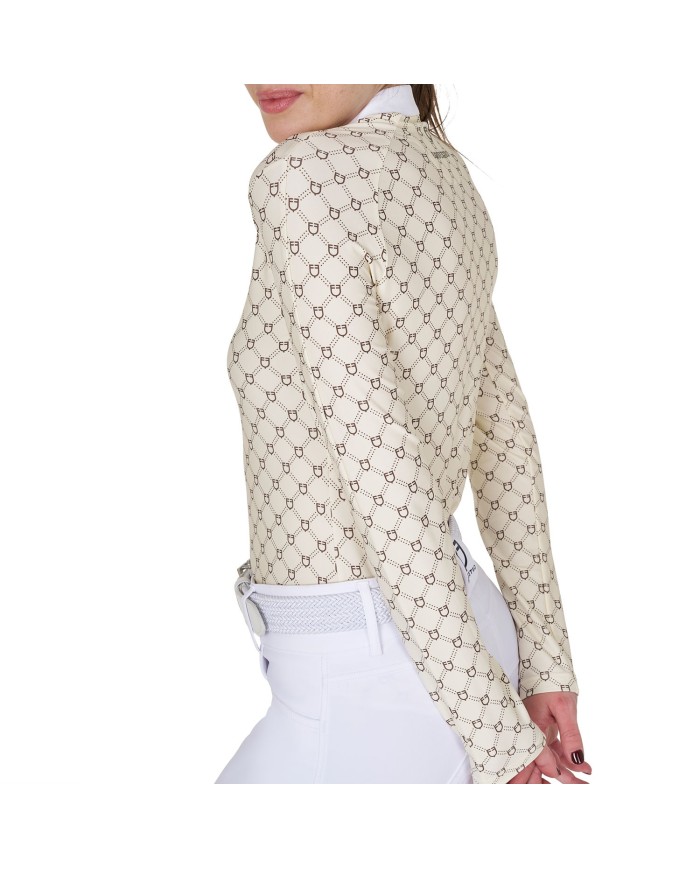 WOMEN S COMPETITION MONOGRAM PRINT POLO SHIRT LS ZIP