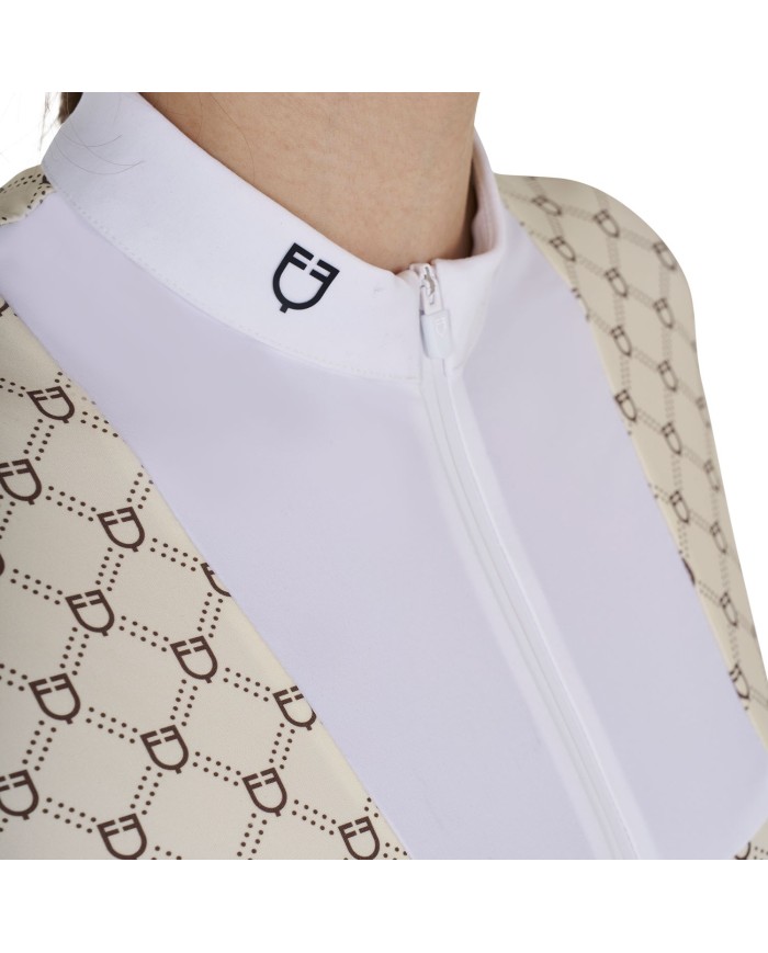 WOMEN S COMPETITION MONOGRAM PRINT POLO SHIRT LS ZIP