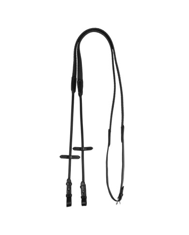ROLLED LEATHER DOTTED RUBBER REINS 5/8”