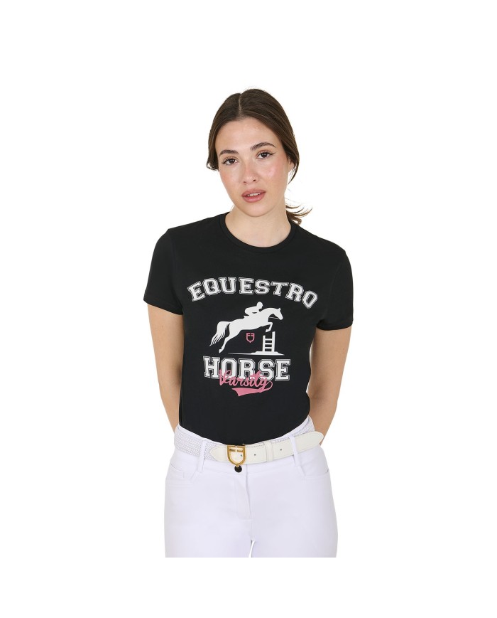 WOMEN S HORSE VARSITY COTTON T-SHIRT