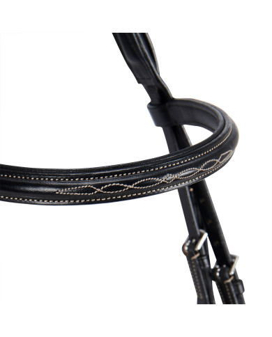 Testiera inglese in cuoio con ricami Testiera inglese in cuoio con ricami