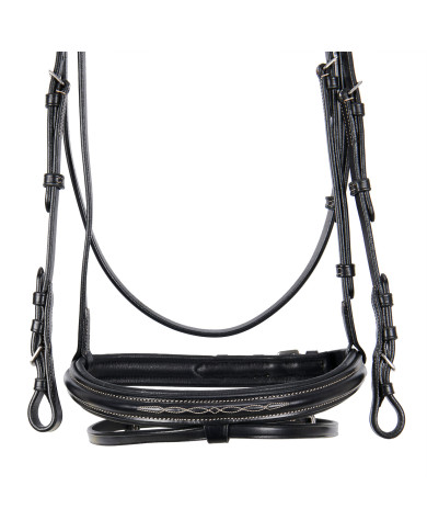 Testiera inglese in cuoio con ricami Testiera inglese in cuoio con ricami