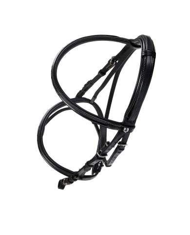 Testiera inglese in cuoio con ricami Testiera inglese in cuoio con ricami