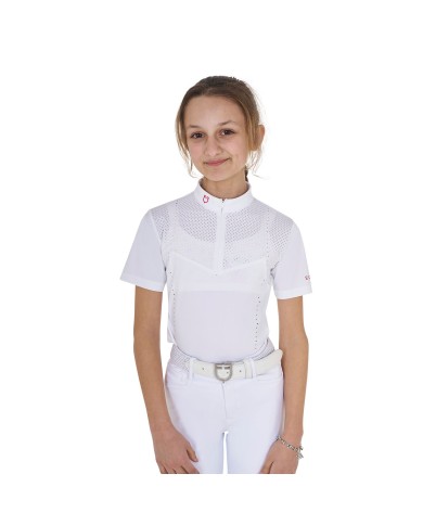 GIRL S PERFORATED COMPETITION POLO SHIRT SS ZIP