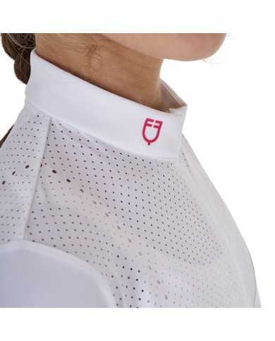 GIRL S PERFORATED COMPETITION POLO SHIRT SS ZIP