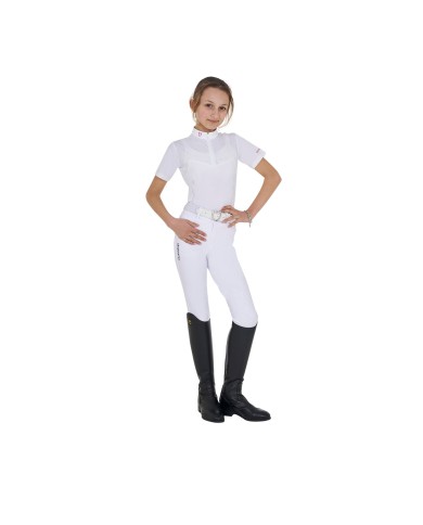GIRL S PERFORATED COMPETITION POLO SHIRT SS ZIP