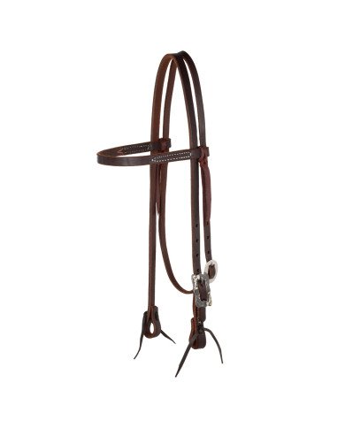 BROWBAND BLACK STEEL BUCKLE OILED WESTERN BRIDLE