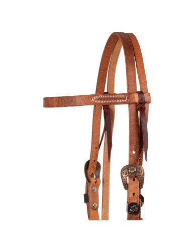 COPPER FLORAL BUCKLE WITH CROSS CONCHO WESTERN BRIDLE