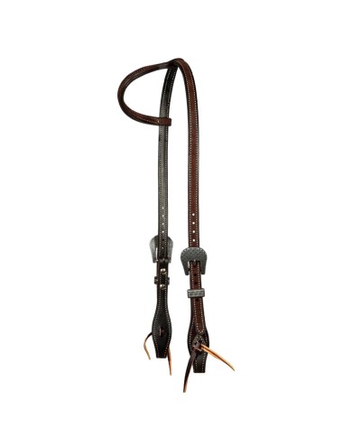 TESTIERA IN CUOIO GRASSO DA 5/8 CHOCOLATE ROUGHOUT ONE-EAR HEADSTALL