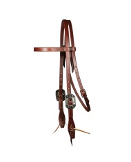 TESTIERA IN CUOIO GRASSO DA 5/8 DOUBLE BUCKLE CON FIBBIA ARROW