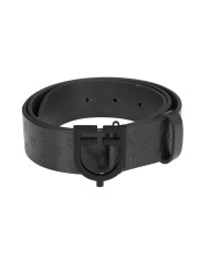 LEATHER LOGO BELT WITH BLACK LOGOED BUCKLE