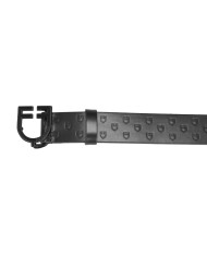 LEATHER LOGO BELT WITH BLACK LOGOED BUCKLE