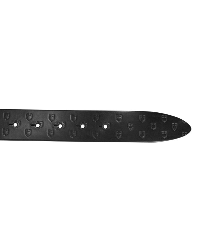LEATHER LOGO BELT WITH BLACK LOGOED BUCKLE