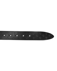 LEATHER LOGO BELT WITH BLACK LOGOED BUCKLE