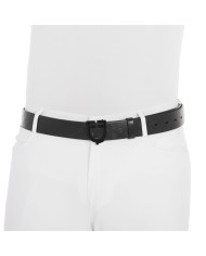 LEATHER LOGO BELT WITH BLACK LOGOED BUCKLE