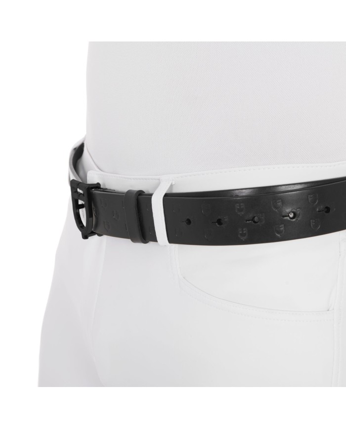 LEATHER LOGO BELT WITH BLACK LOGOED BUCKLE