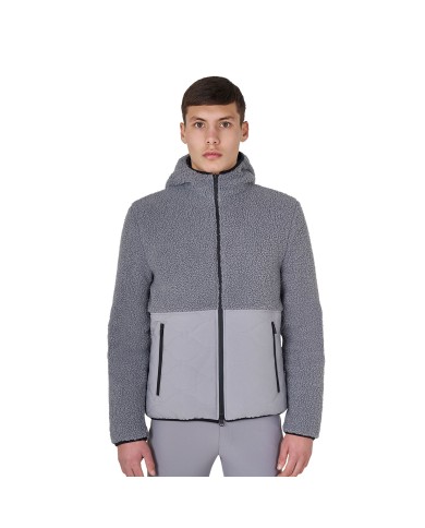 MEN S TEDDY + NYLON FULL ZIP HYBRID JACKET WITH HOOD