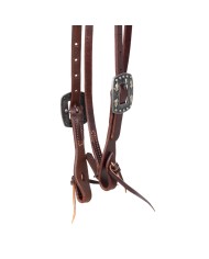 TESTIERA IN CUOIO GRASSO DA 5/8 DOUBLE BUCKLE CON FIBBIA FEATHER