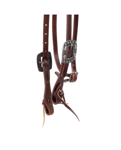 TESTIERA IN CUOIO GRASSO DA 5/8 DOUBLE BUCKLE CON FIBBIA FEATHER