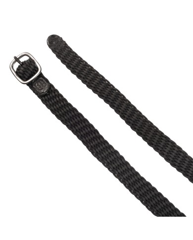 HS SPUR STRAPS PERLON BLACK 45CM W.BUCKLE STEEL CHR.PL.