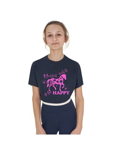GIRL S HORSE MAKE ME HAPPY COTTON T-SHIRT