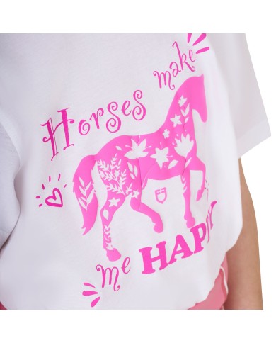 GIRL S HORSE MAKE ME HAPPY COTTON T-SHIRT