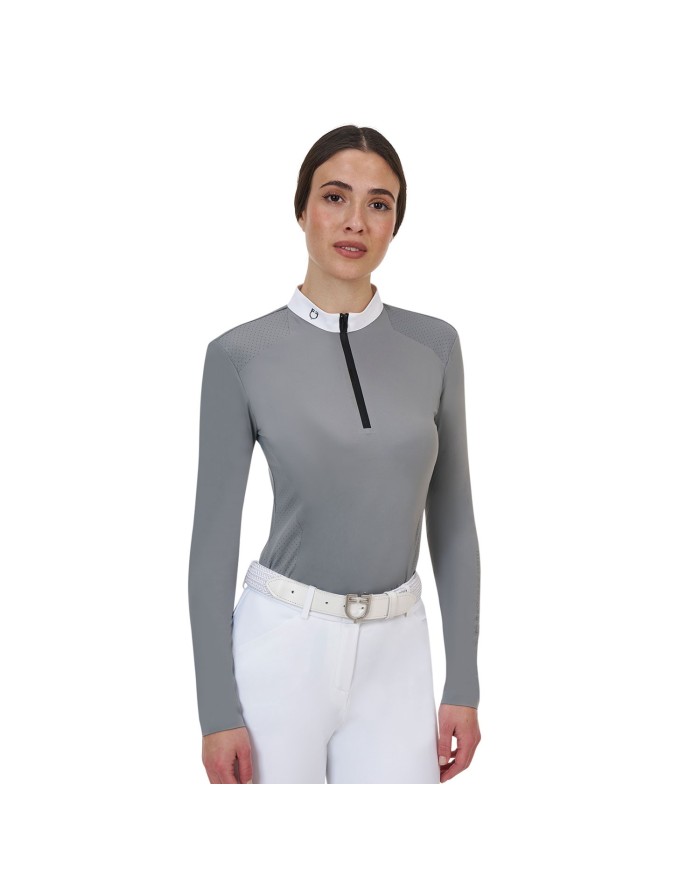 WOMEN S COMPETITION RIDERTECHNOLOGY LS POLO SHIRT WITH ZIP