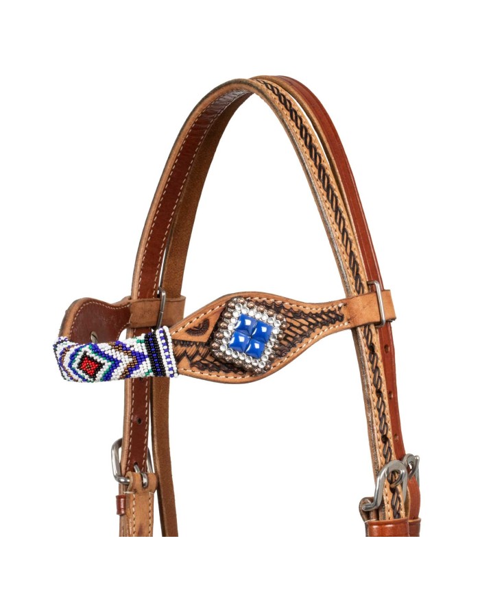 BRIDLE WITH BLUE DIAMOND DECORATIONS
