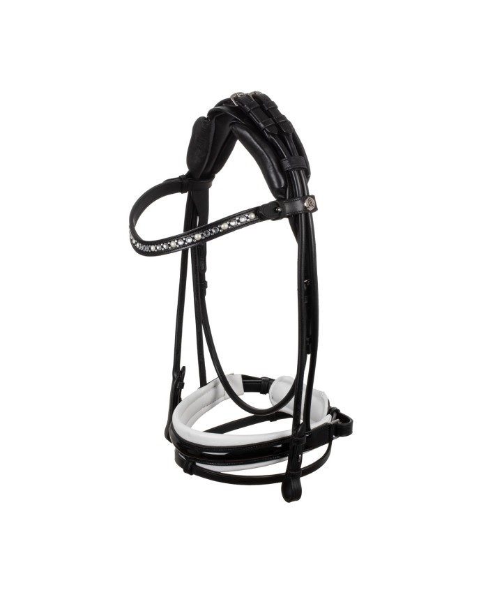 DEMOISELLE STRAIGHT NOSEBAND STLEX PEARL ANATOMIC LEATHER BRIDLE