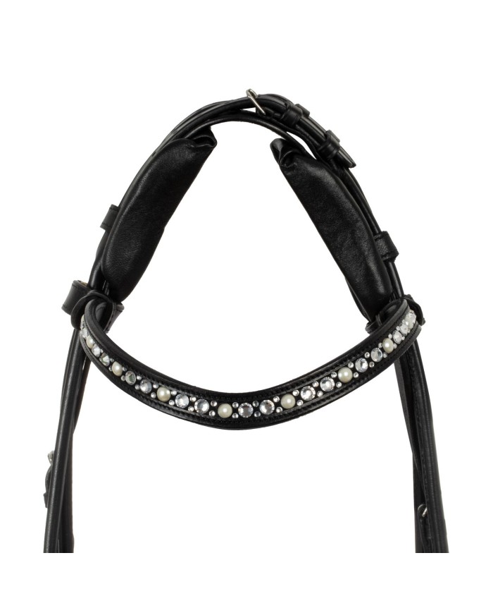 DEMOISELLE STRAIGHT NOSEBAND STLEX PEARL ANATOMIC LEATHER BRIDLE