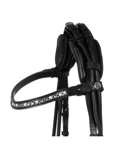DEMOISELLE STRAIGHT NOSEBAND STLEX PEARL ANATOMIC LEATHER BRIDLE