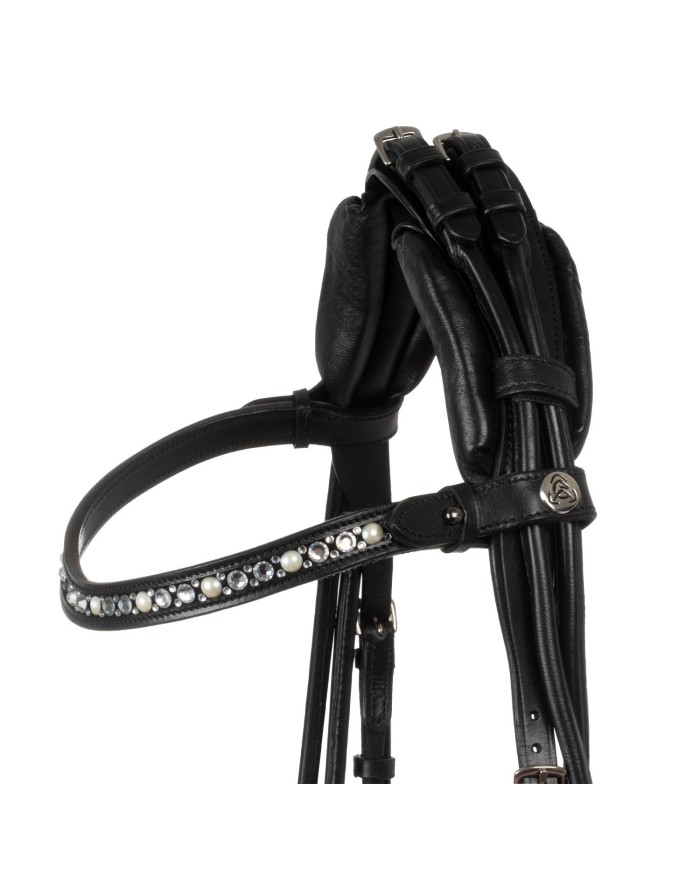 DEMOISELLE STRAIGHT NOSEBAND STLEX PEARL ANATOMIC LEATHER BRIDLE