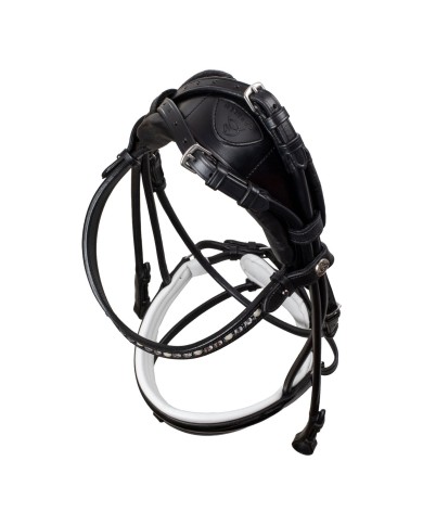DEMOISELLE STRAIGHT NOSEBAND STLEX PEARL ANATOMIC LEATHER BRIDLE