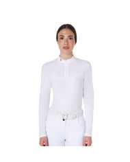 WOMEN S BLACK LABEL COLLECTION COMPETITION STRASS POLO SHIRT LS ZIP