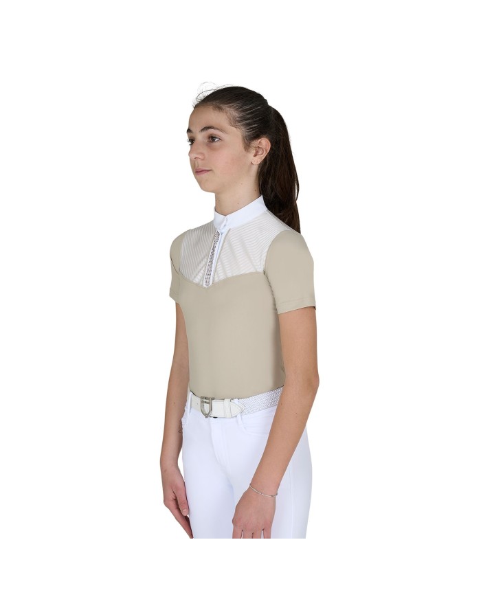 KIDS ELEGANT RHINESTONE COMPETITION POLO SHIRT SS