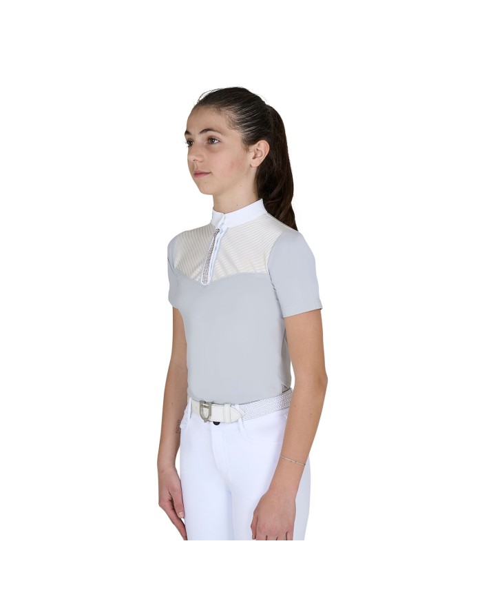 KIDS ELEGANT RHINESTONE COMPETITION POLO SHIRT SS
