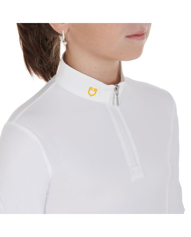 Polo bambina slim fit in tessuto tecnico felpato Polo bambina slim fit in tessuto tecnico felpato