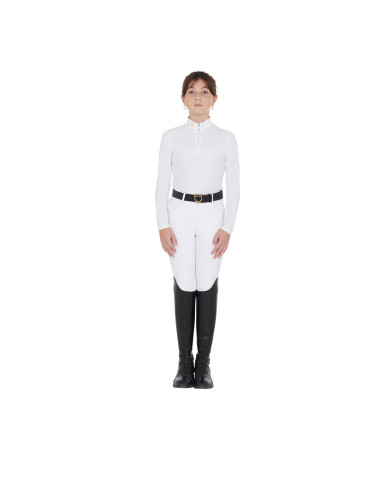 Polo bambina slim fit in tessuto tecnico felpato Polo bambina slim fit in tessuto tecnico felpato