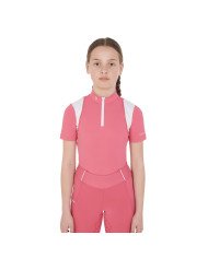 Polo bambina slim fit con zip da allenamento