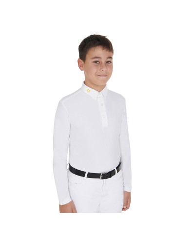 Polo bambino manica lunga in tessuto tecnico felpato Polo bambino manica lunga in tessuto tecnico felpato