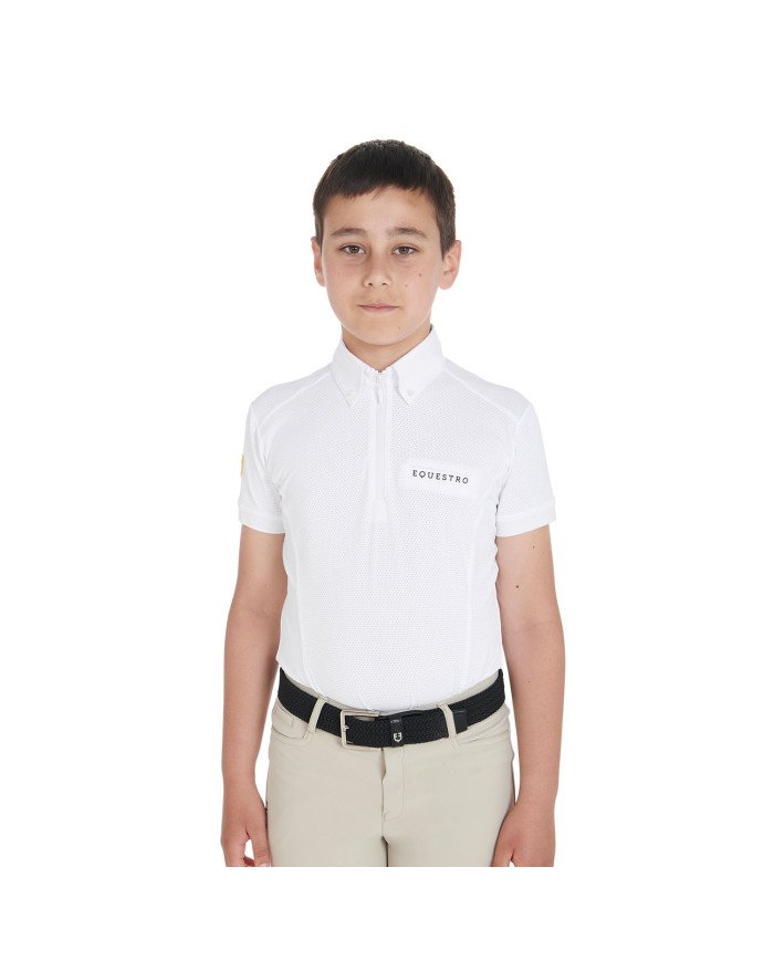 Polo bambino slim fit in mesh da concorso