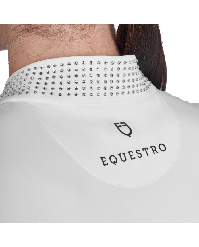 WOMEN S COLLAR STRASS TRAINING POLO SHIRT SS ZIP