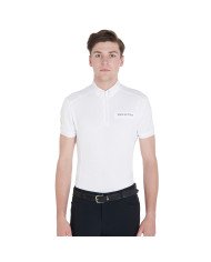 Polo uomo da concorso slim fit in tessuto traforato