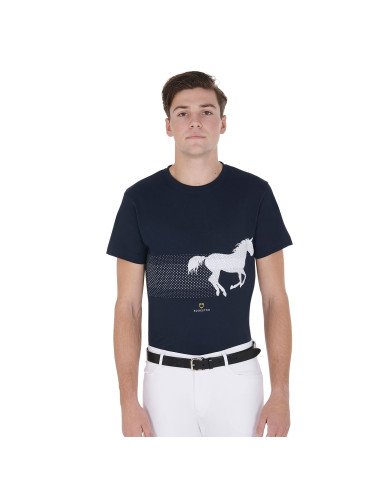 T-shirt uomo slim fit con cavallo da corsa